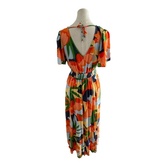 ABEL THE LABEL Anthropologie Hilda Floral Maxi Midi Dress V Neck Tropical Size M - Picture 2 of 9